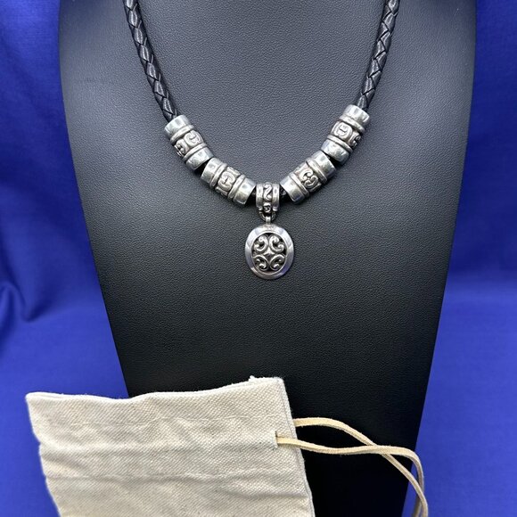 Brighton Retired Black Braided Leather Cord Choker Necklace - Picture 8 of 11